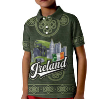 Celtic Ireland Kid Polo Shirt with Irish Flag Castle and Knotwork Design