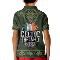 Celtic Ireland Kid Polo Shirt with Irish Flag Castle and Knotwork Design