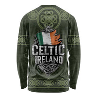 Celtic Ireland Long Sleeve Shirt with Irish Flag Castle and Knotwork Design