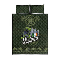 Celtic Ireland Quilt Bed Set with Irish Flag Castle and Knotwork Design