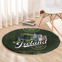Celtic Ireland Round Carpet with Irish Flag Castle and Knotwork Design