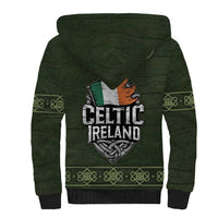 Celtic Ireland Sherpa Hoodie with Irish Flag Castle and Knotwork Design