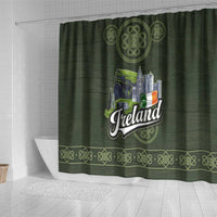 Celtic Ireland Shower Curtain with Irish Flag Castle and Knotwork Design