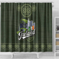 Celtic Ireland Shower Curtain with Irish Flag Castle and Knotwork Design