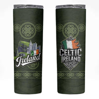 Celtic Ireland Skinny Tumbler with Irish Flag Castle and Knotwork Design