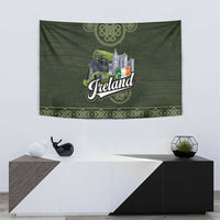 Celtic Ireland Tapestry with Irish Flag Castle and Knotwork Design
