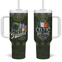 Celtic Ireland Tumbler With Handle with Irish Flag Castle and Knotwork Design
