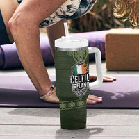 Celtic Ireland Tumbler With Handle with Irish Flag Castle and Knotwork Design