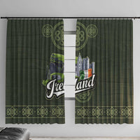 Celtic Ireland Window Curtain with Irish Flag Castle and Knotwork Design
