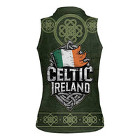 Celtic Ireland Women Sleeveless Polo Shirt with Irish Flag Castle and Knotwork Design