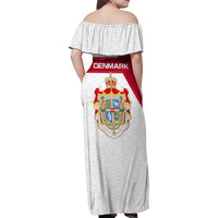 Denmark Family Matching Off Shoulder Maxi Dress and Hawaiian Shirt with Cityscape Print and Royal Coat of Arms Design