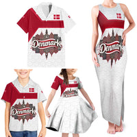 Denmark Family Matching Tank Maxi Dress and Hawaiian Shirt with Cityscape Print and Royal Coat of Arms Design