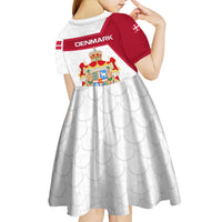 Denmark Kid Short Sleeve Dress with Cityscape Print and Royal Coat of Arms Design