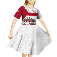 Denmark Kid Short Sleeve Dress with Cityscape Print and Royal Coat of Arms Design