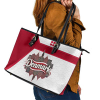 Denmark Leather Tote Bag with Cityscape Print and Royal Coat of Arms Design