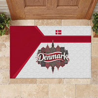 Denmark Rubber Doormat with Cityscape Print and Royal Coat of Arms Design