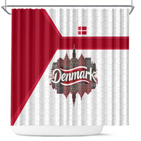 Denmark Shower Curtain with Cityscape Print and Royal Coat of Arms Design
