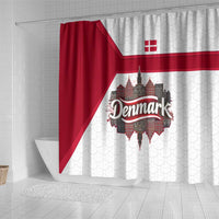 Denmark Shower Curtain with Cityscape Print and Royal Coat of Arms Design