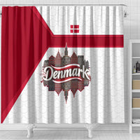 Denmark Shower Curtain with Cityscape Print and Royal Coat of Arms Design