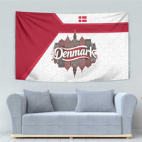 Denmark Tapestry with Cityscape Print and Royal Coat of Arms Design