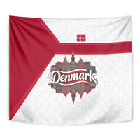 Denmark Tapestry with Cityscape Print and Royal Coat of Arms Design