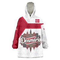 Denmark Wearable Blanket Hoodie with Cityscape Print and Royal Coat of Arms Design