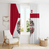 Denmark Window Curtain with Cityscape Print and Royal Coat of Arms Design
