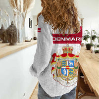 Denmark Women Casual Shirt with Cityscape Print and Royal Coat of Arms Design