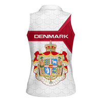 Denmark Women Sleeveless Polo Shirt with Cityscape Print and Royal Coat of Arms Design