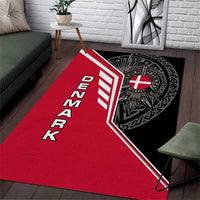 Denmark Flag Area Rug with Viking Rune Pattern and Nordic Crest Design - Wonder Print Shop