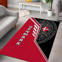 Denmark Flag Area Rug with Viking Rune Pattern and Nordic Crest Design - Wonder Print Shop