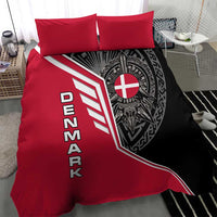 Denmark Flag Bedding Set with Viking Rune Pattern and Nordic Crest Design - Wonder Print Shop