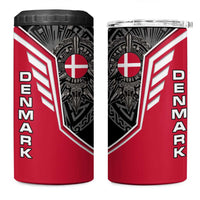 Denmark Flag 4 in 1 Can Cooler Tumbler with Viking Rune Pattern and Nordic Crest Design - Wonder Print Shop