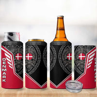 Denmark Flag 4 in 1 Can Cooler Tumbler with Viking Rune Pattern and Nordic Crest Design - Wonder Print Shop