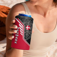 Denmark Flag 4 in 1 Can Cooler Tumbler with Viking Rune Pattern and Nordic Crest Design - Wonder Print Shop