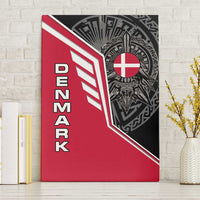 Denmark Flag Canvas Wall Art with Viking Rune Pattern and Nordic Crest Design - Wonder Print Shop