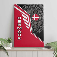 Denmark Flag Canvas Wall Art with Viking Rune Pattern and Nordic Crest Design - Wonder Print Shop