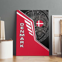 Denmark Flag Canvas Wall Art with Viking Rune Pattern and Nordic Crest Design - Wonder Print Shop
