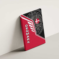 Denmark Flag Canvas Wall Art with Viking Rune Pattern and Nordic Crest Design - Wonder Print Shop