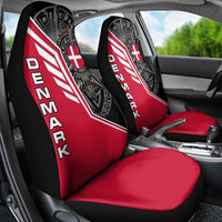 Denmark Flag Car Seat Cover with Viking Rune Pattern and Nordic Crest Design - Wonder Print Shop