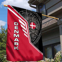 Denmark Flag Garden Flag with Viking Rune Pattern and Nordic Crest Design - Wonder Print Shop