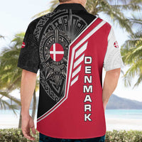 Denmark Flag Hawaiian Shirt with Viking Rune Pattern and Nordic Crest Design - Wonder Print Shop