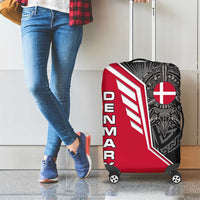 Denmark Flag Luggage Cover with Viking Rune Pattern and Nordic Crest Design - Wonder Print Shop