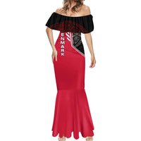 Denmark Flag Mermaid Dress with Viking Rune Pattern and Nordic Crest Design - Wonder Print Shop