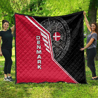 Denmark Flag Quilt with Viking Rune Pattern and Nordic Crest Design - Wonder Print Shop