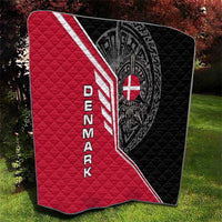 Denmark Flag Quilt with Viking Rune Pattern and Nordic Crest Design - Wonder Print Shop