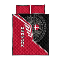 Denmark Flag Quilt Bed Set with Viking Rune Pattern and Nordic Crest Design - Wonder Print Shop