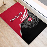 Denmark Flag Rubber Doormat with Viking Rune Pattern and Nordic Crest Design - Wonder Print Shop