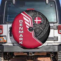 Denmark Flag Spare Tire Cover with Viking Rune Pattern and Nordic Crest Design - Wonder Print Shop