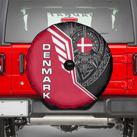 Denmark Flag Spare Tire Cover with Viking Rune Pattern and Nordic Crest Design - Wonder Print Shop